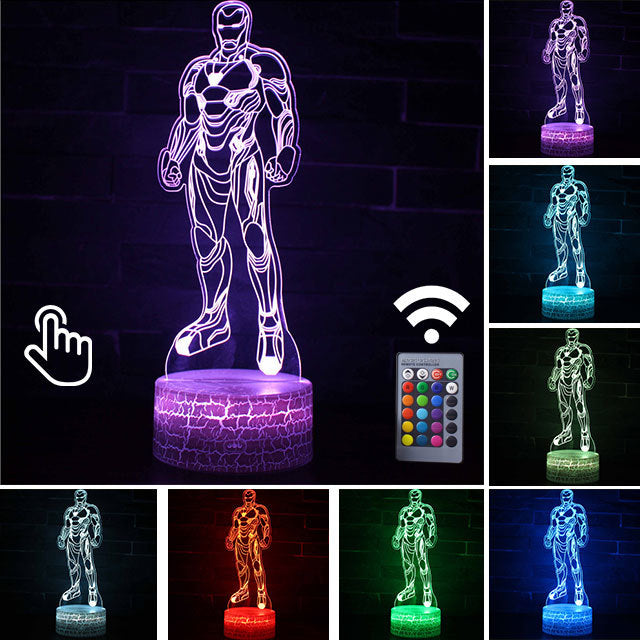 Luminária Abajur LED Homem de Ferro Mark L Multicolorido Lanterna 3D Decorativo 2