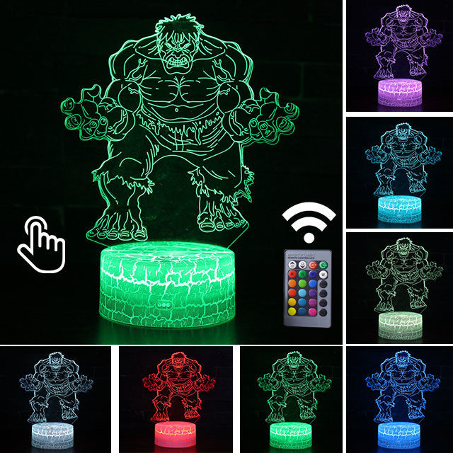 Luminária Abajur LED Hulk Vingadores Multicolorido Lanterna 3D Decorativo