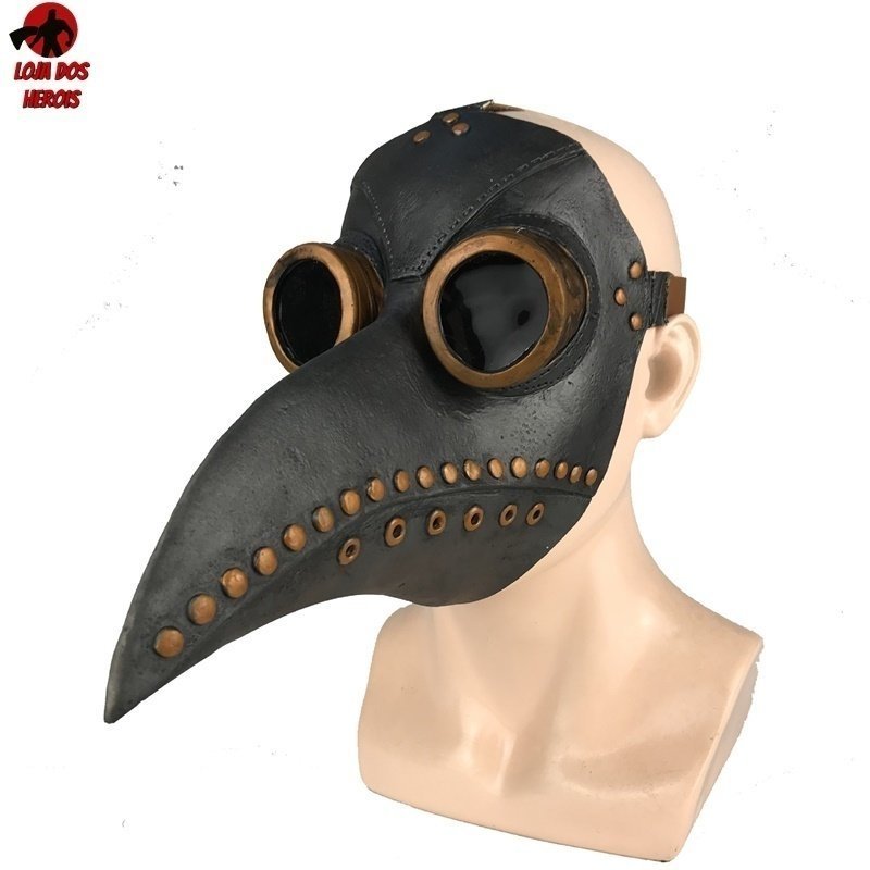 Máscara Cosplay Médico Medieval Peste Negra Realista Latex Marrom