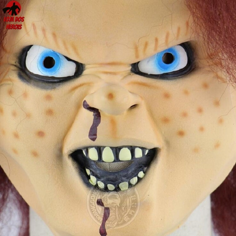 Máscara Cosplay Chucky Boneco Assassino Realista Latex Capuz