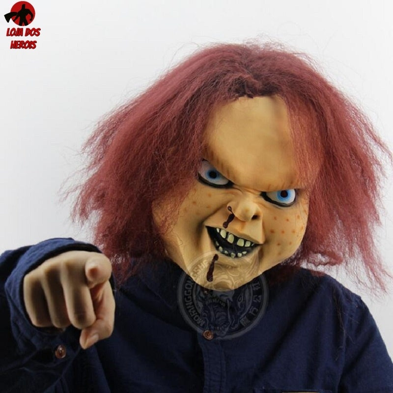 Máscara Cosplay Chucky Boneco Assassino Realista Latex Capuz