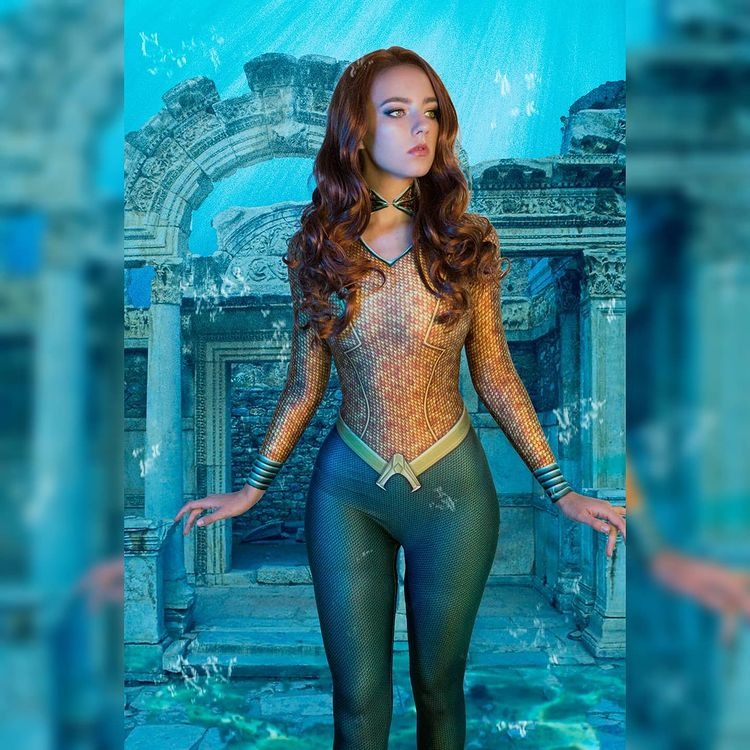 Fantasia Feminina Mera Filme Aquaman Traje Luxo Cosplay Mulheres