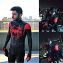Fantasia Heróis Miles Morales Homem Aranha no Aranhaverso Masculina Cosplay Traje