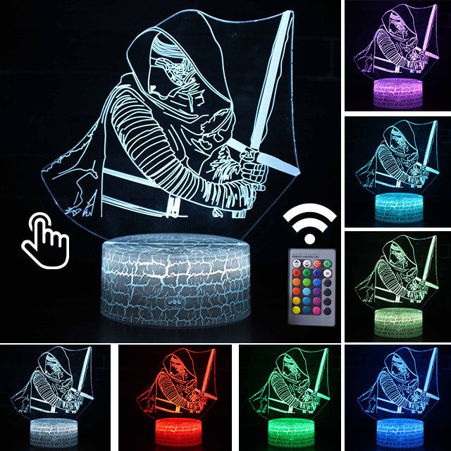 Luminária Abajur LED Kylo Ren Star Wars Multicolorido Lanterna 3D Decorativo
