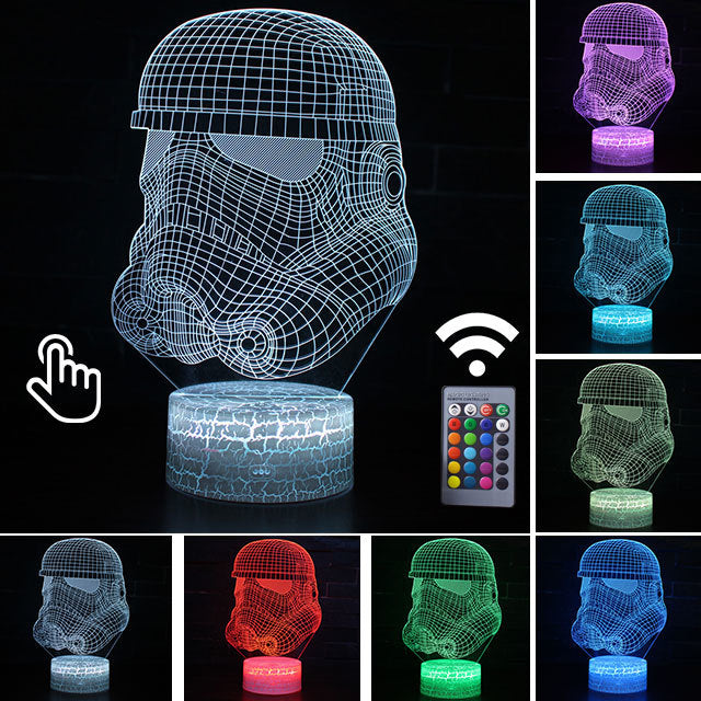 Luminária Abajur LED Capacete Stormtrooper Star Wars Multicolorido Lanterna 3D Decorativo