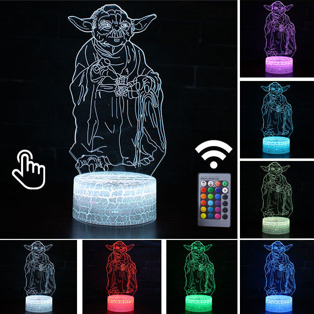 Luminária Abajur LED Yoda Star Wars Multicolorido Lanterna 3D Decorativo