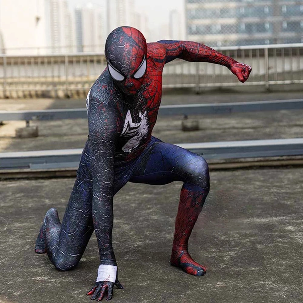 Fantasia Homem Aranha / Venom Simbiose Transformação Cosplay Traje Lux