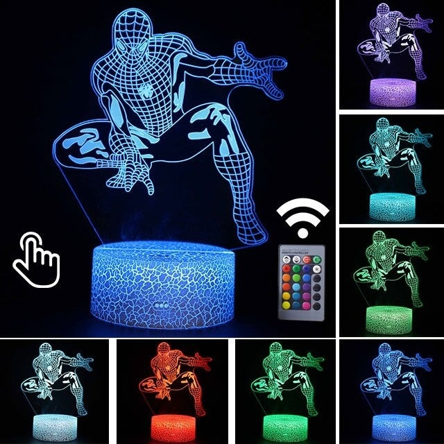 Luminária Abajur LED Homem Aranha HQ Clássica Multicolorido Lanterna 3D Decorativo