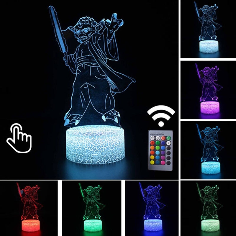 Luminária Abajur LED Yoda Batalha Star Wars Multicolorido Lanterna 3D Decorativo