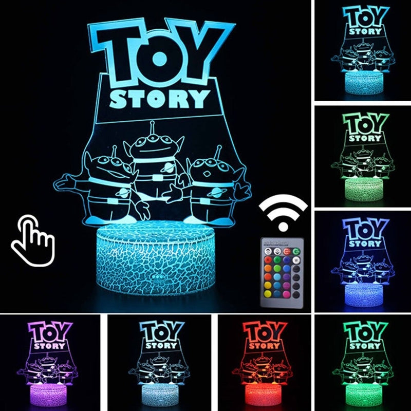 Luminária Abajur LED Aliens Toy Story Multicolorido Lanterna 3D Decorativo