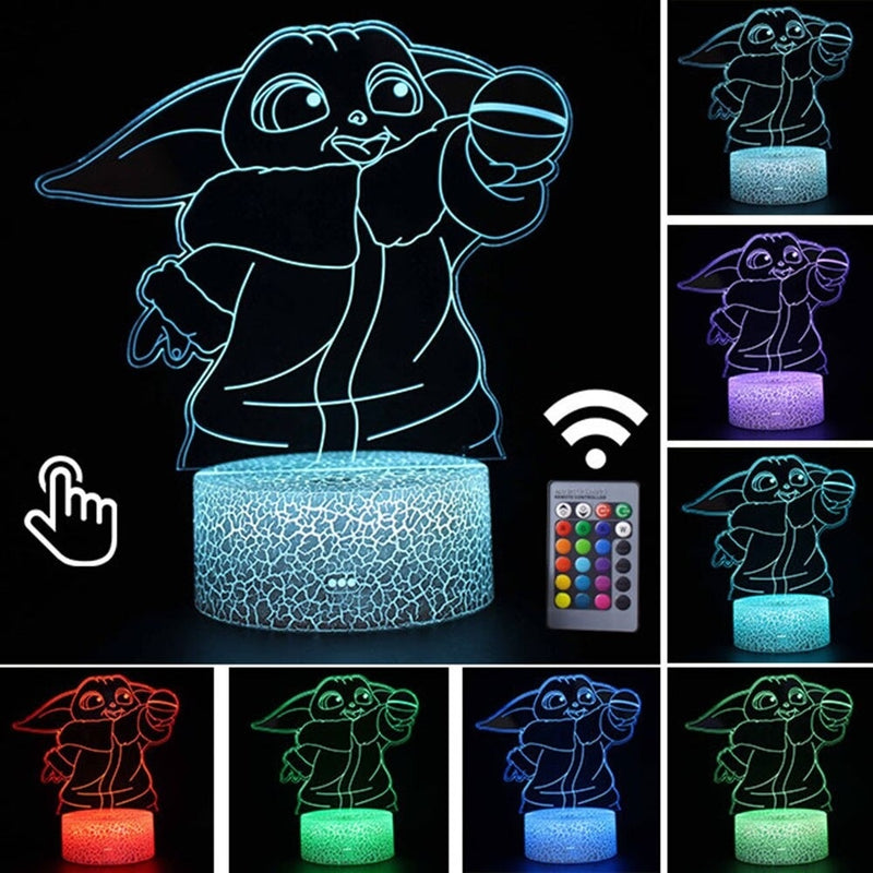 Luminária Abajur LED Baby Yoda Star Wars Multicolorido Lanterna 3D Decorativo