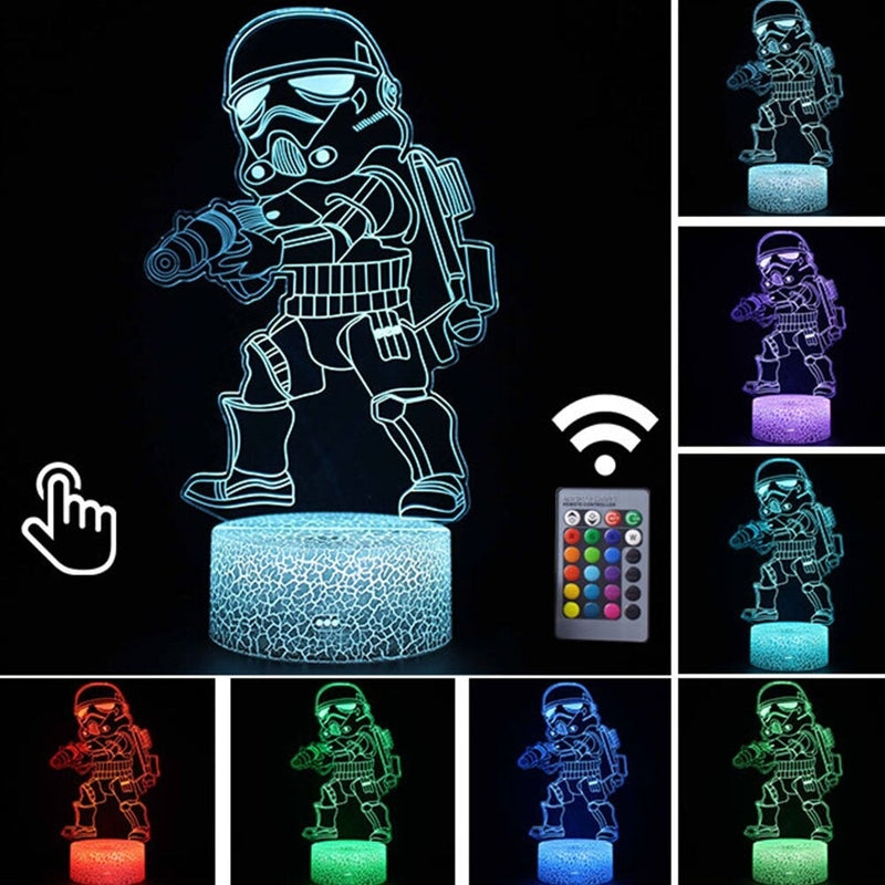 Luminária Abajur LED Mini Stormtrooper Star Wars Multicolorido Lanterna 3D Decorativo