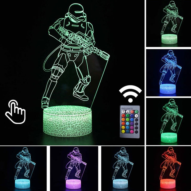 Luminária Abajur LED Jango Fett Star Wars Multicolorido Lanterna 3D Decorativo