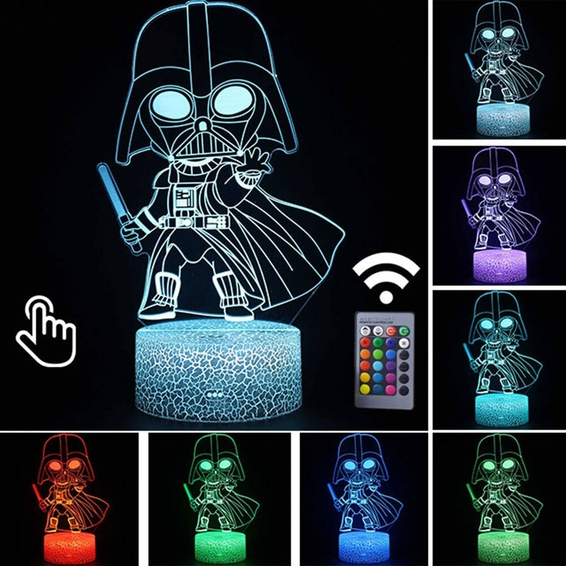 Luminária Abajur LED Mini Darth Vader Star Wars Multicolorido Lanterna 3D Decorativo