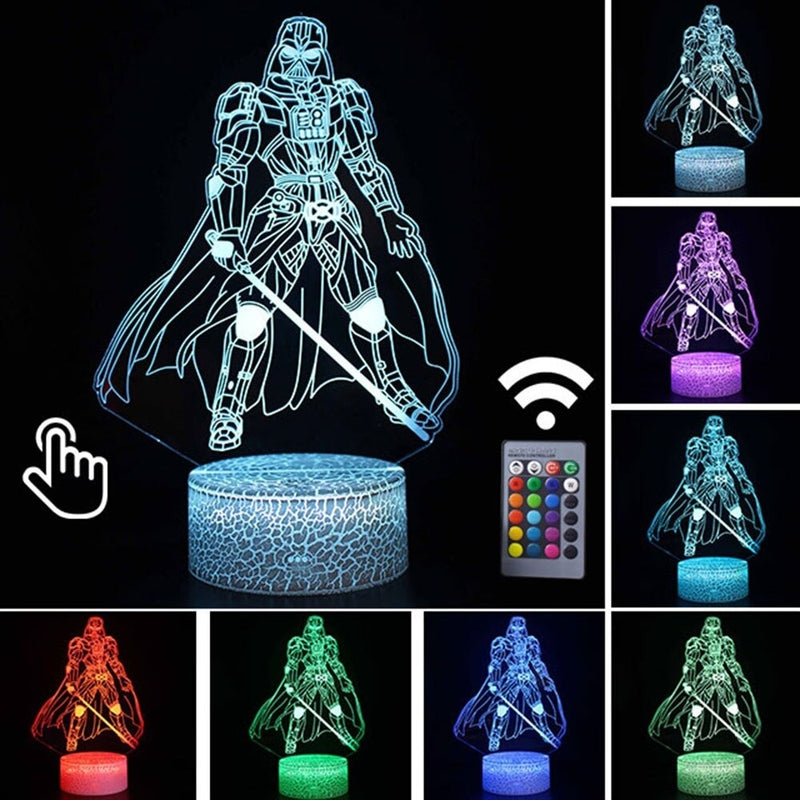 Luminária Abajur LED Traje Darth Vader Star Wars Multicolorido Lanterna 3D Decorativo