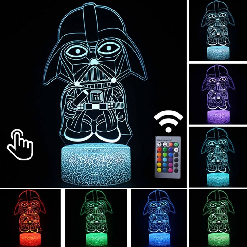 Luminária Abajur LED Darth Vader Kid Star Wars Multicolorido Lanterna 3D Decorativo
