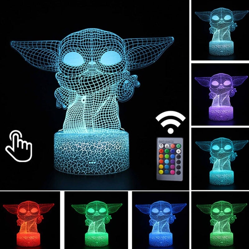 Luminária Abajur LED Yoda Mestre Star Wars Multicolorido Lanterna 3D Decorativo